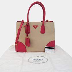 Prada Pink Canvas and Leather Cuir Double Tote Bag