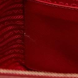 Pre Owned Prada Red Saffiano Lux Leather Medium Double Zip Tote