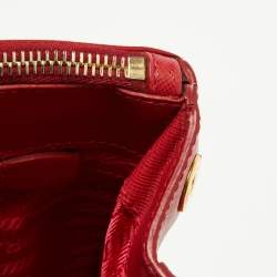Pre Owned Prada Red Saffiano Lux Leather Medium Double Zip Tote