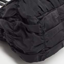 Pre Owned Prada Black Gaufre Nylon and Leather Tote