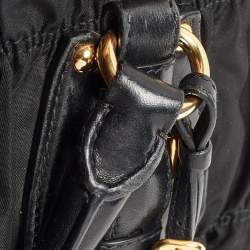 Pre Owned Prada Black Gaufre Nylon and Leather Tote