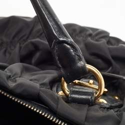 Pre Owned Prada Black Gaufre Nylon and Leather Tote