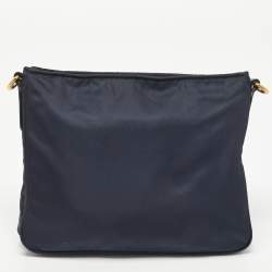 Pre Owned Prada Black Nylon and Leather Logo Crossbody Bag