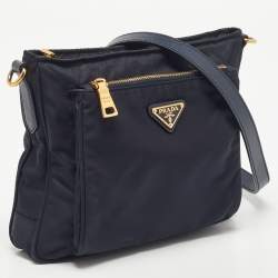 Pre Owned Prada Black Nylon and Leather Logo Crossbody Bag