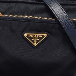 Pre Owned Prada Black Nylon and Leather Logo Crossbody Bag