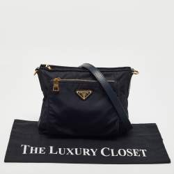 Pre Owned Prada Black Nylon and Leather Logo Crossbody Bag