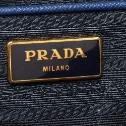 Prada Navy Blue Saffiano Lux Leather Snap Tote