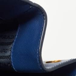 Prada Navy Blue Saffiano Lux Leather Snap Tote