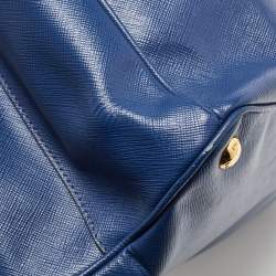 Prada Navy Blue Saffiano Lux Leather Snap Tote