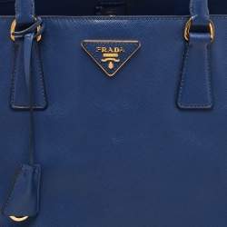 Prada Navy Blue Saffiano Lux Leather Snap Tote