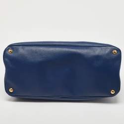 Prada Navy Blue Saffiano Lux Leather Snap Tote