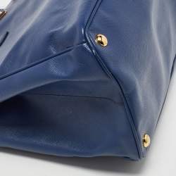 Prada Navy Blue Saffiano Lux Leather Snap Tote