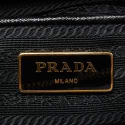 Pre Owned Prada Black Saffiano Leather Medium Galleria Double Zip Tote