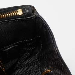 Pre Owned Prada Black Saffiano Leather Medium Galleria Double Zip Tote