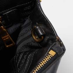 Pre Owned Prada Black Saffiano Leather Medium Galleria Double Zip Tote