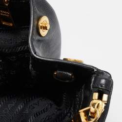 Pre Owned Prada Black Saffiano Leather Medium Galleria Double Zip Tote