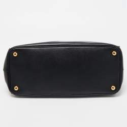 Pre Owned Prada Black Saffiano Leather Medium Galleria Double Zip Tote
