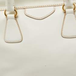 Pre Owned Prada Off White Leather Frame Tote
