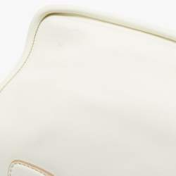 Pre Owned Prada Off White Leather Frame Tote