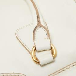 Pre Owned Prada Off White Leather Frame Tote