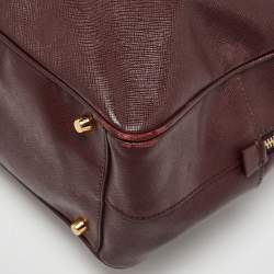 Pre Owned Prada Burgundy Saffiano Lux Leather Bauletto Bag