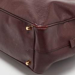 Pre Owned Prada Burgundy Saffiano Lux Leather Bauletto Bag