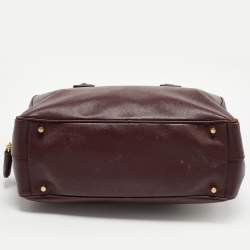 Pre Owned Prada Burgundy Saffiano Lux Leather Bauletto Bag