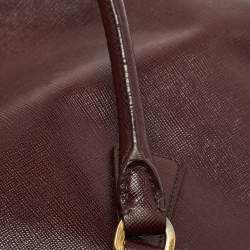 Pre Owned Prada Burgundy Saffiano Lux Leather Bauletto Bag