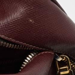 Pre Owned Prada Burgundy Saffiano Lux Leather Bauletto Bag