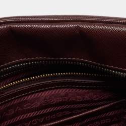 Pre Owned Prada Burgundy Saffiano Lux Leather Bauletto Bag