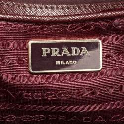 Pre Owned Prada Burgundy Saffiano Lux Leather Bauletto Bag