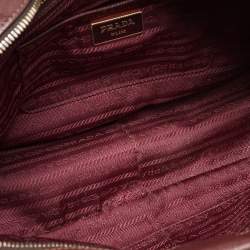 Pre Owned Prada Burgundy Saffiano Lux Leather Bauletto Bag