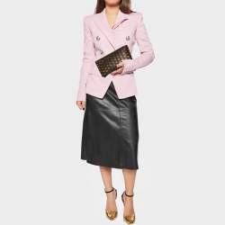 Pre Owned Prada Brown/Beige Embroidered Fabric Frame Clutch 