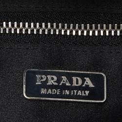 Pre Owned Prada Brown/Beige Embroidered Fabric Frame Clutch 