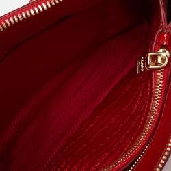 Prada Red Saffiano Patent Leather Small Promenade Satchel