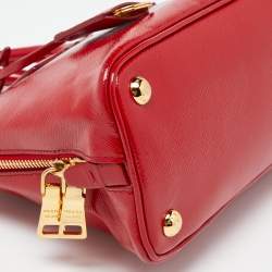 Prada Red Saffiano Patent Leather Small Promenade Satchel