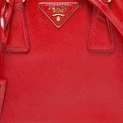 Prada Red Saffiano Patent Leather Small Promenade Satchel