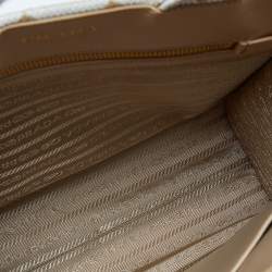 Pre Owned Prada Beige Embroidered Fabric and Leather Small Symbole Tote