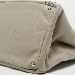 Pre Owned Prada Grey Denim Crystal Embellished Tote