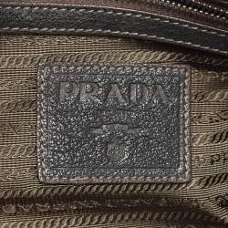 Pre Owned Prada Black/Military Green Canvas Jacquard Logo Satchel