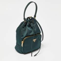 Pre Owned Prada Green Nylon Duet Drawstring Bucket Bag
