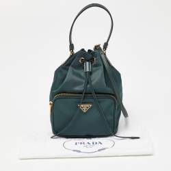 Pre Owned Prada Green Nylon Duet Drawstring Bucket Bag