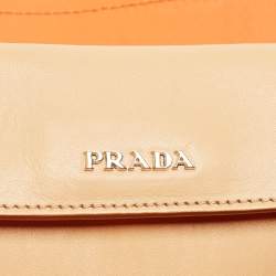 Prada Light Peach Leather Large Double Handle Tote