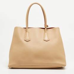 Prada Light Peach Leather Large Double Handle Tote
