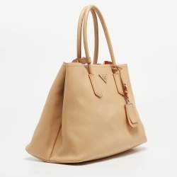 Prada Light Peach Leather Large Double Handle Tote