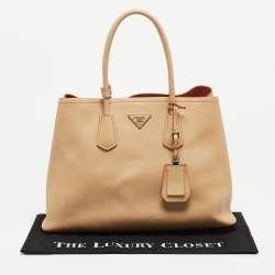 Prada Light Peach Leather Large Double Handle Tote