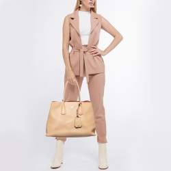 Prada Light Peach Leather Large Double Handle Tote