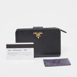 Pre Owned Prada Black Saffiano Leather Lampo Wallet
