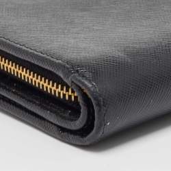 Pre Owned Prada Black Saffiano Leather Lampo Wallet