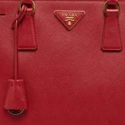 Prada Red Saffiano Leather Large Galleria Double Zip Tote